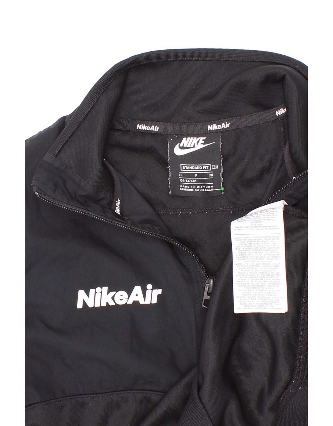 Nike Boys Standard Graphic Zip Neck Sweatshirt Jumper 8-9 Years Small Black