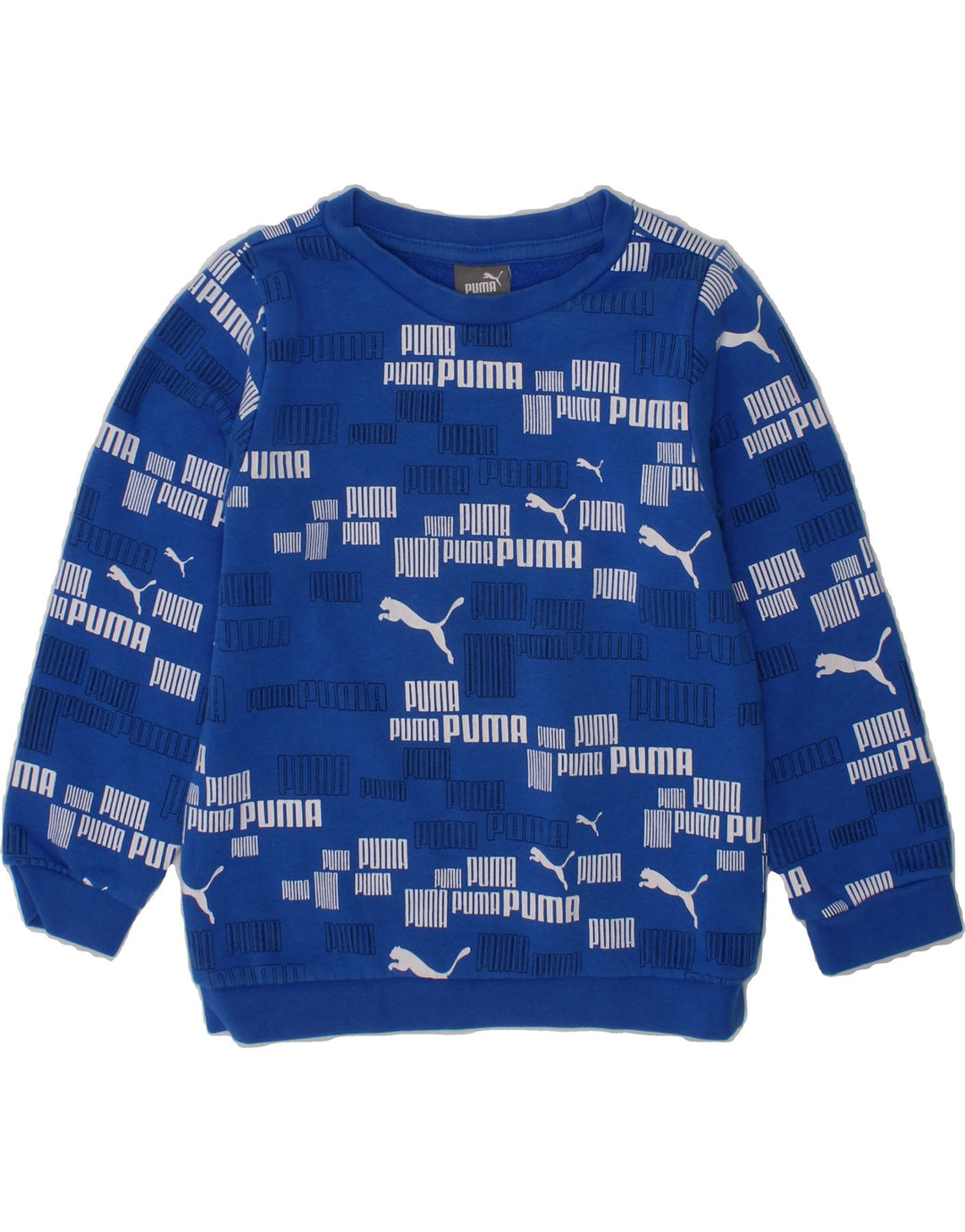 PUMA Boys Graphic Sweatshirt Jumper 2-3 Years Blue Cotton Vintage Puma and Second-Hand Puma from Messina Hembry 