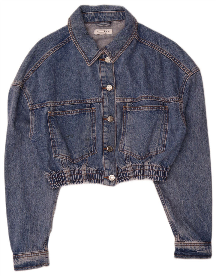 Topshop Womens Crop Denim Jacket UK 8 Small Blue