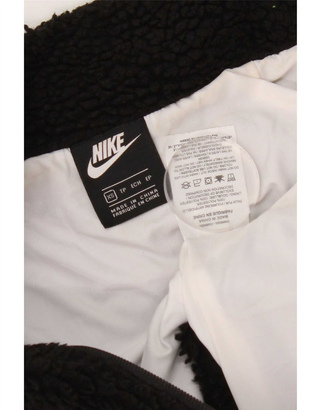 Nike Womens Graphic Oversized Fleece Jacket UK 6 XS Black Polyester