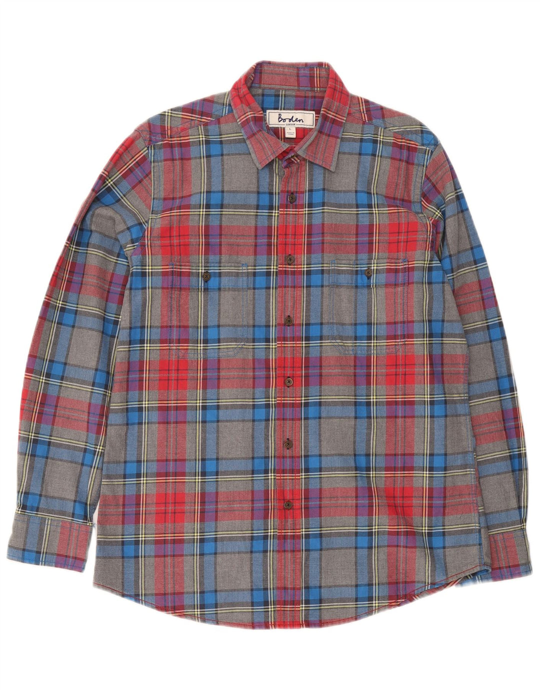 Boden Mens Flannel Shirt Large Multicoloured Plaid Cotton