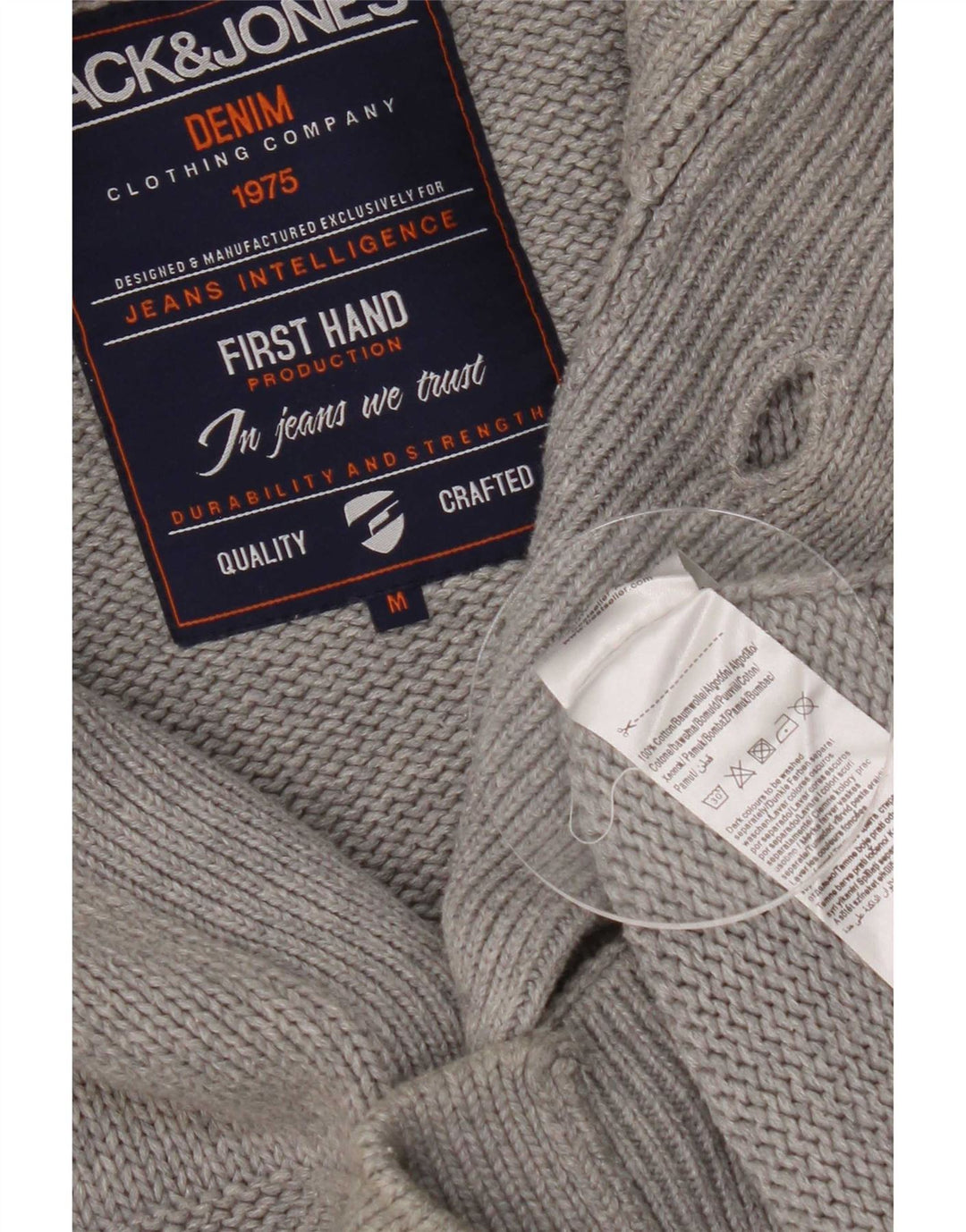 Jack & Jones Cardigan Pull Gris Moyen Rayé Coton Homme