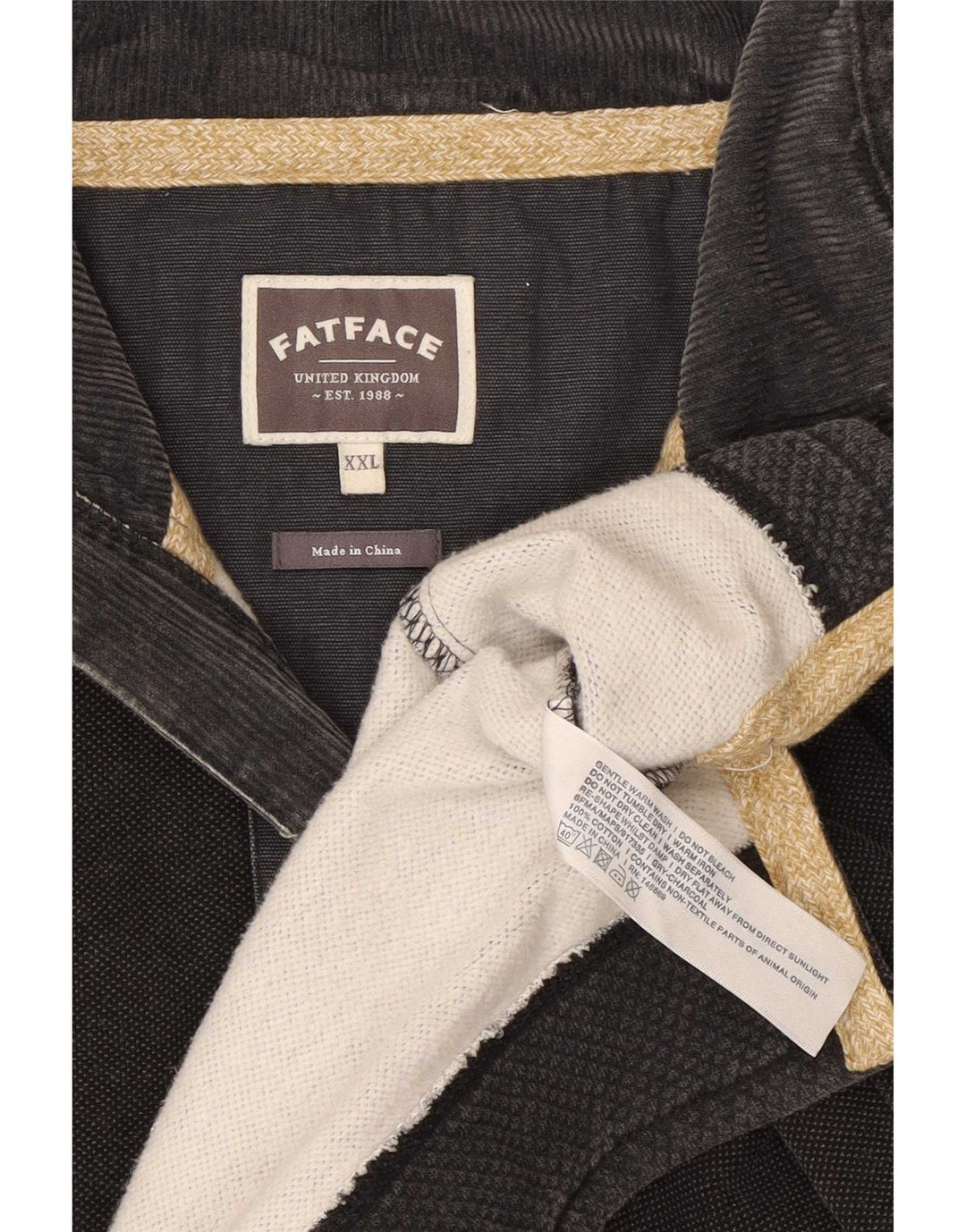 Felpa da uomo con collo con zip Fat Face Maglione 2XL Cotone grigio