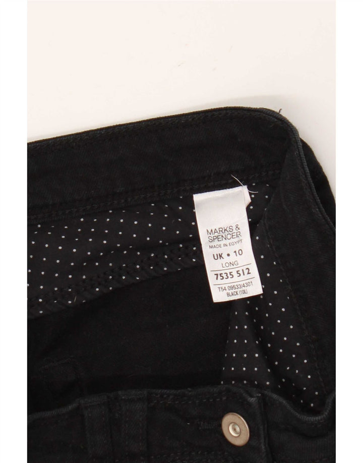 Marks & Spencer Womens Long Bootcut Jeans UK 10 Small W28 L33 Black Cotton