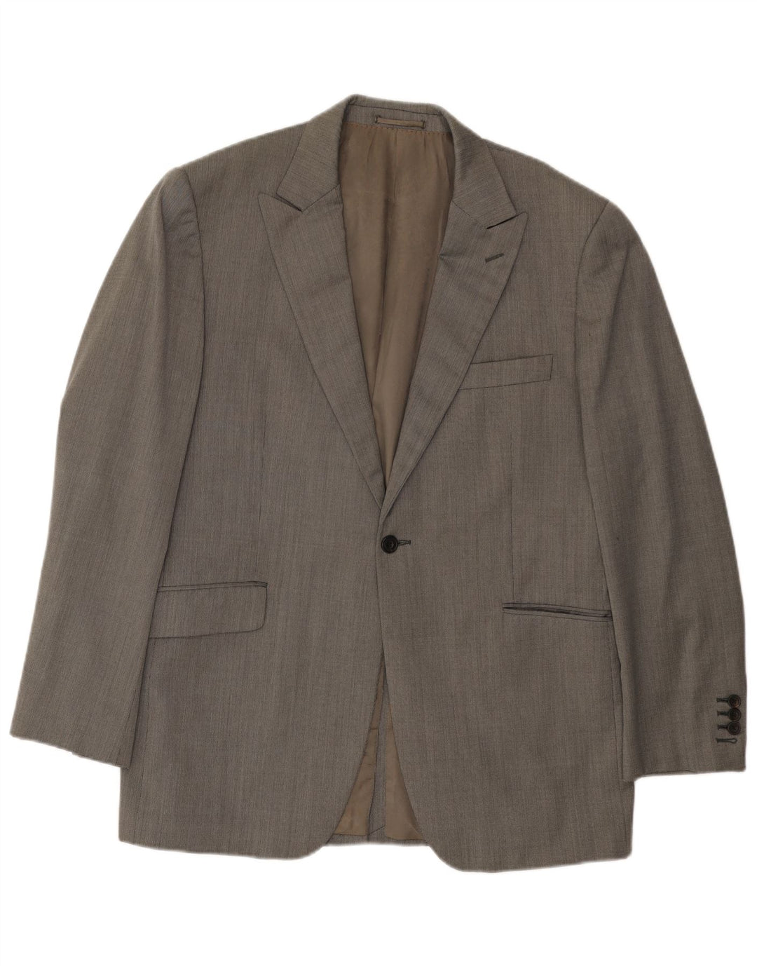 Aquascutum Herren-Blazer mit 1 Knopf, UK 44, 2XL, graue Wolle mit Fischgrätenmuster