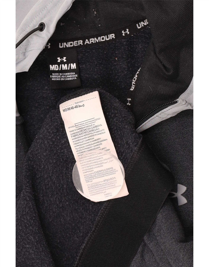 Under Armour Mens Zip Hoodie Sweater Medium Grey Colourblock Cotton