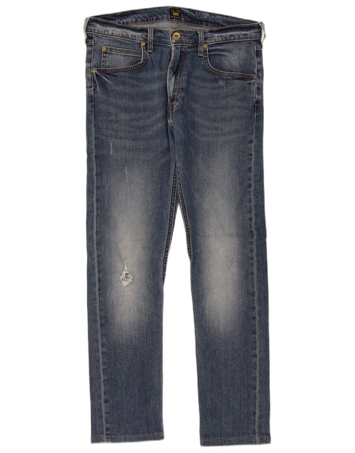 LEE Womens Luke Distressed Slim Jeans W31 L29 Blue Cotton