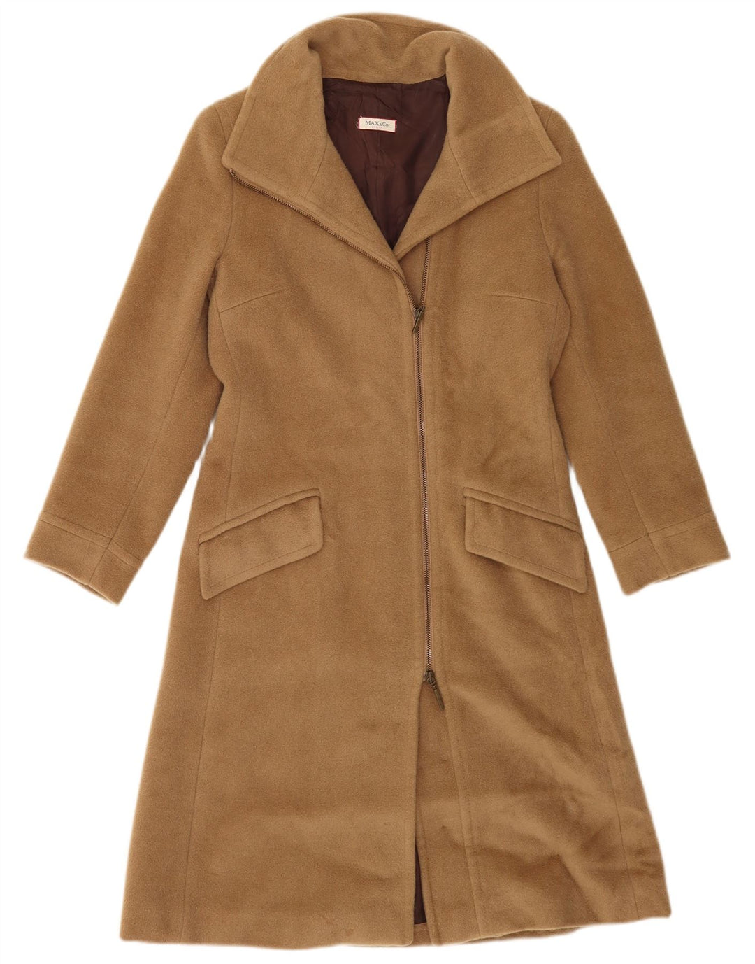 Max & Co. Womens Overcoat IT 38 XS Brown Wool