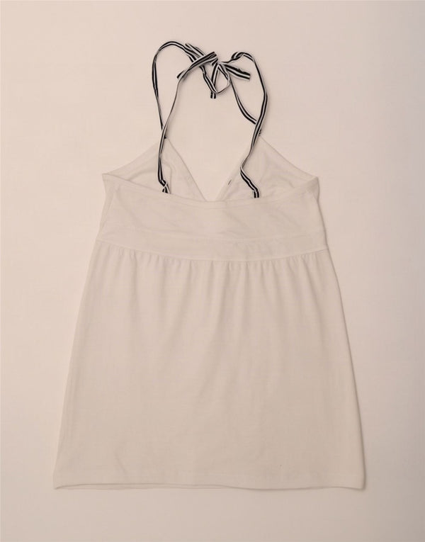 North Sails Damen Crop Neckholder Top UK 14 Large Weiße Baumwolle