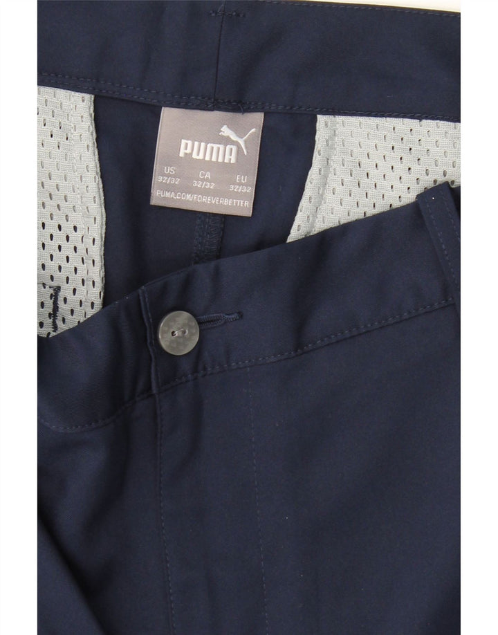 PUMA Mens Straight Chino Trousers W32 L32 Navy Blue Polyester Vintage Puma and Second-Hand Puma from Messina Hembry 