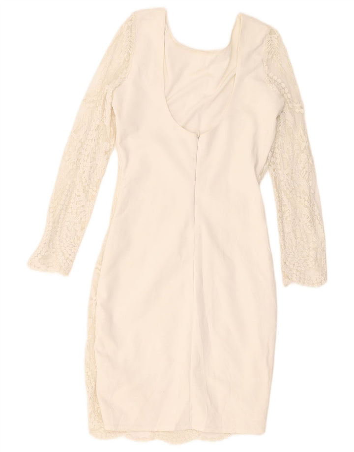 Zara Womens Trafaluc Lace Bodycon Dress UK 12 Medium White Polyester