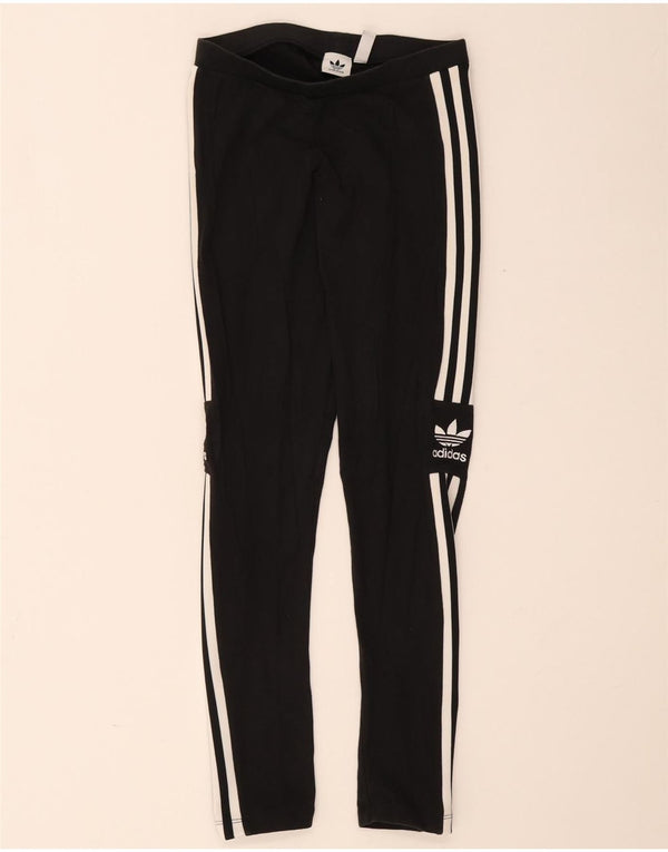 Adidas Damen Leggings UK 10 Small Schwarz Baumwolle