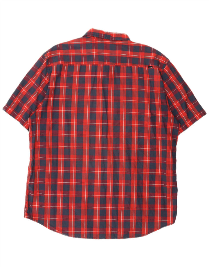 Hurley Mens Graphic Short Sleeve Shirt 2XL Red Check Cotton