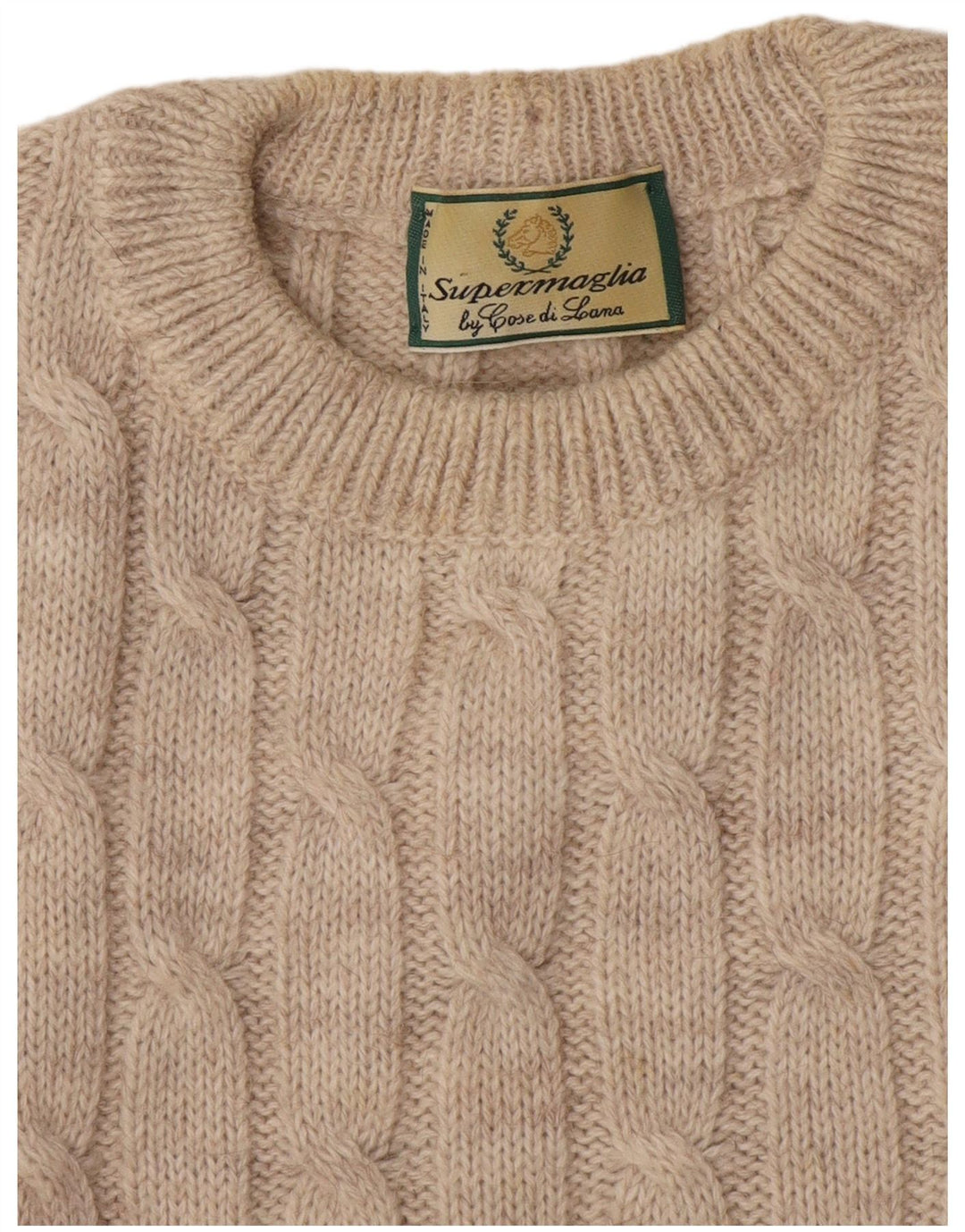 Supermaglia Mens Crew Neck Jumper Sweater Large Beige