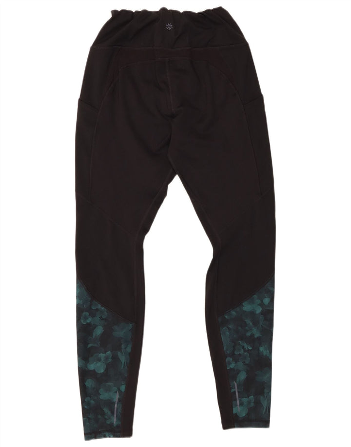 ATHLETA Womens Leggings UK 12 Medium Black Floral Polyester