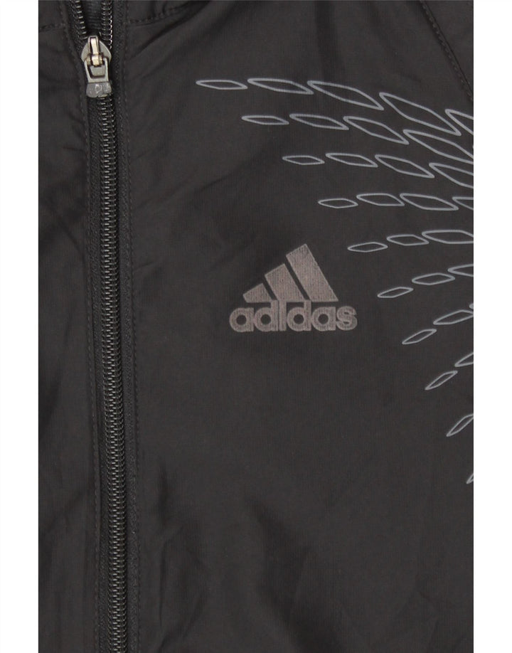Adidas Womens Clima Proof Tracksuit Top Jacket UK 14 Large Black Geometric