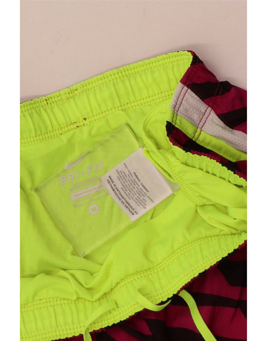 Nike Womens Dri Fit Sport Shorts UK 14 Medium Pink Striped Polyester