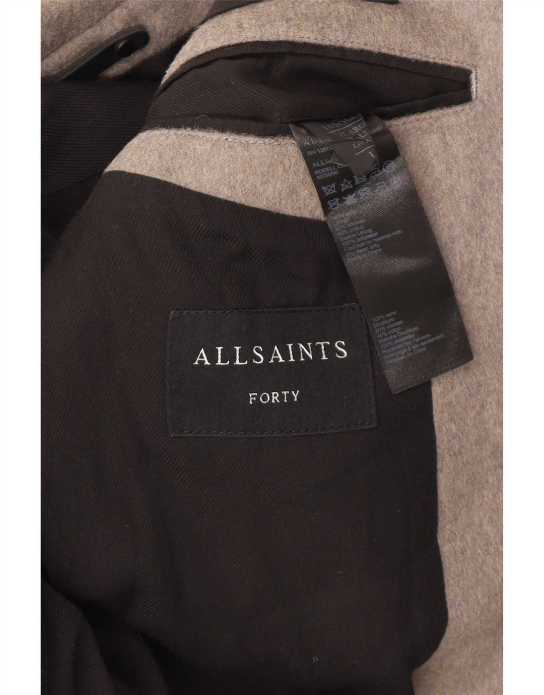 Cappotto da uomo All Saints UK 40 Large in lana grigia