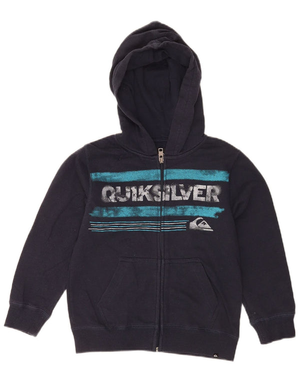 Quiksilver Pull à capuche zippé graphique pour garçon 5-6 ans en coton bleu marine