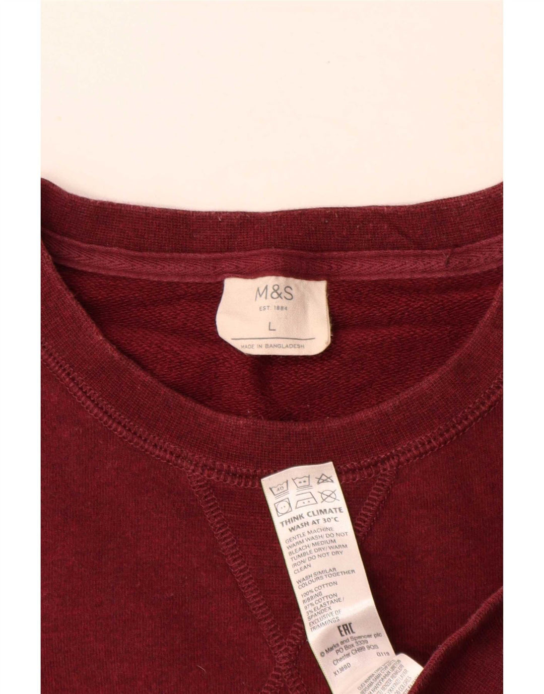 Marks & Spencer Mens Sweatshirt Jumper Large Maroon Cotton