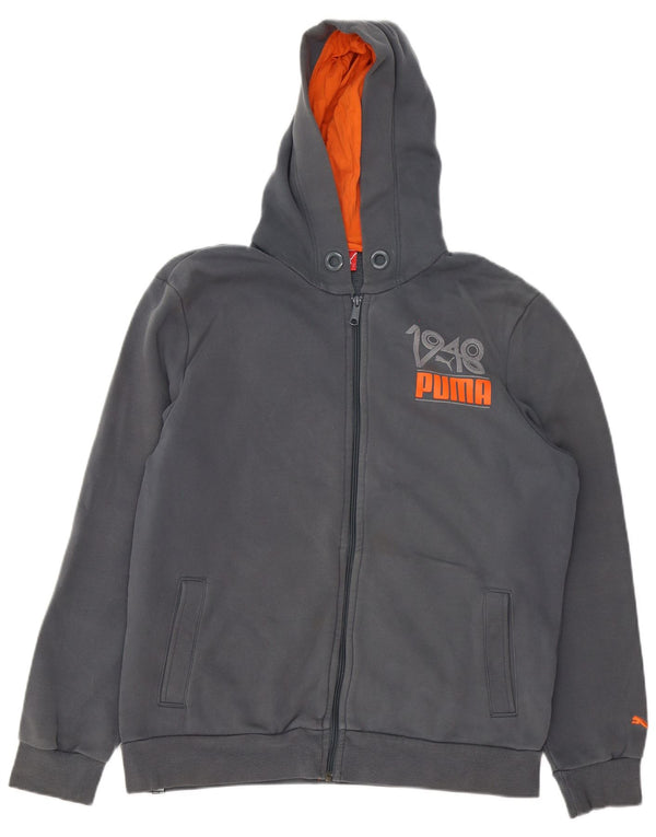 Puma Sweat à capuche graphique zippé pour homme, grand, gris, coton