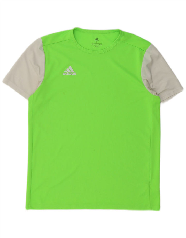 Adidas Mens Climalite T-Shirt Top Large Green Colourblock Polyester