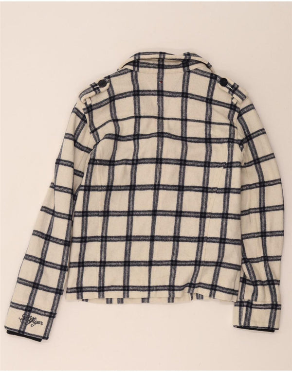 Tommy Hilfiger Pea Coat für Mädchen, 15–16 Jahre, weiß kariertes Polyester