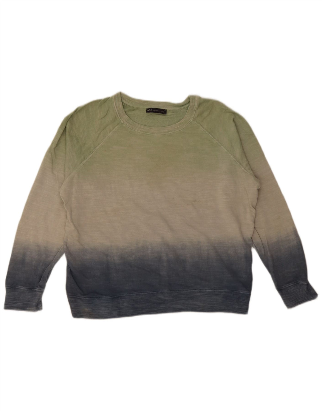 Marks & Spencer Womens Sweatshirt Jumper UK 14 Large Green Colourblock