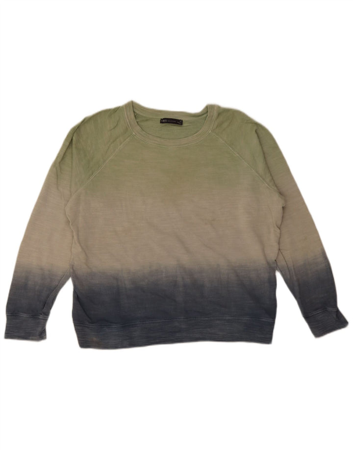 Marks & Spencer Womens Sweatshirt Jumper UK 14 Large Green Colourblock