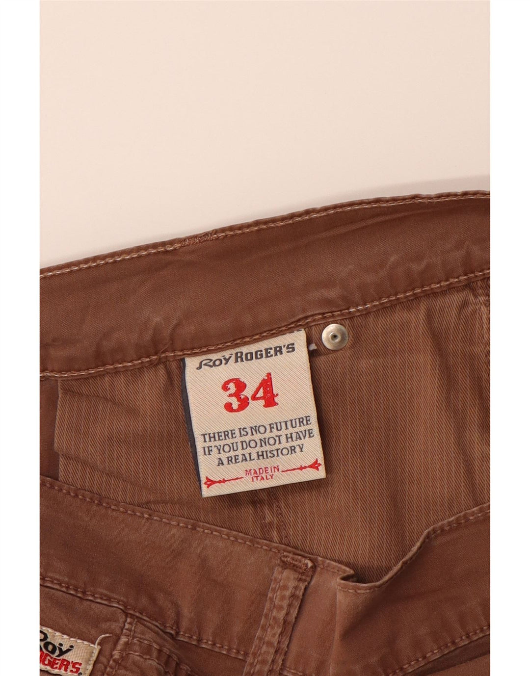 ROY ROGERS Mens Straight Chino Trousers W34 L27 Brown Cotton Vintage Roy Rogers and Second-Hand Roy Rogers from Messina Hembry 