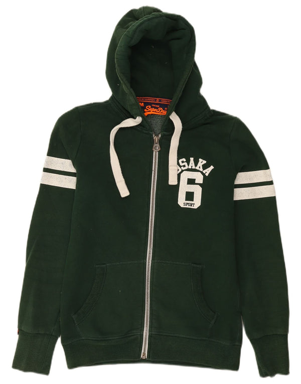 Superdry Womens Osaka grafisk hættetrøje med lynlås UK 14 Medium Green Bomuld