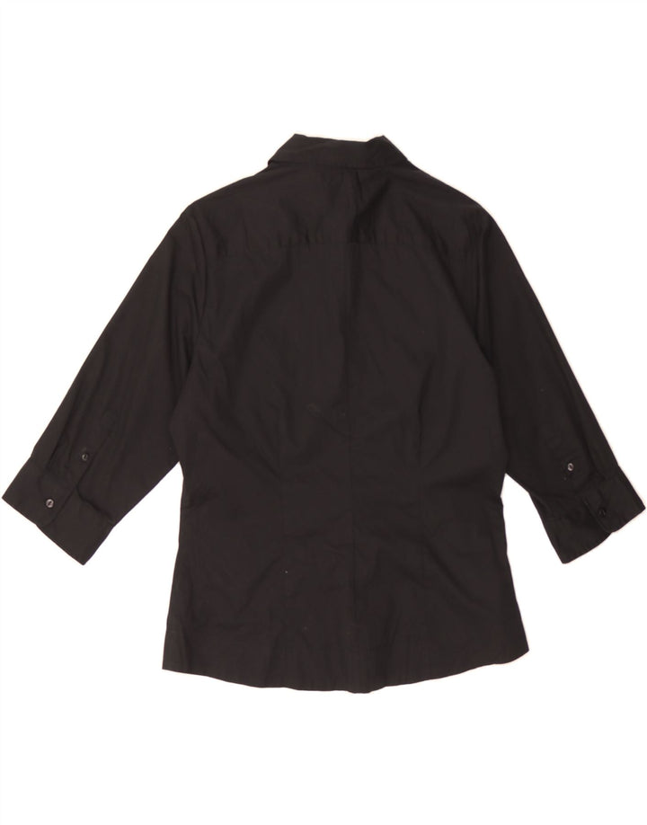 LEE Womens Raiders 3/4 Sleeve Shirt UK 14 Medium Black Cotton Vintage Lee and Second-Hand Lee from Messina Hembry 