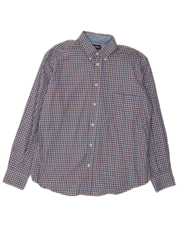 Carrera Chemise Regular Fit en Flanelle pour Homme en Coton Vichy Bleu Large