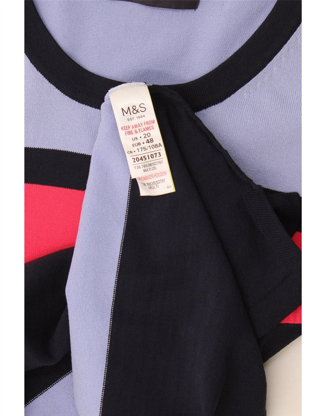 Marks & Spencer T-shirt top til kvinder UK 20 2XL flerfarvet stribet