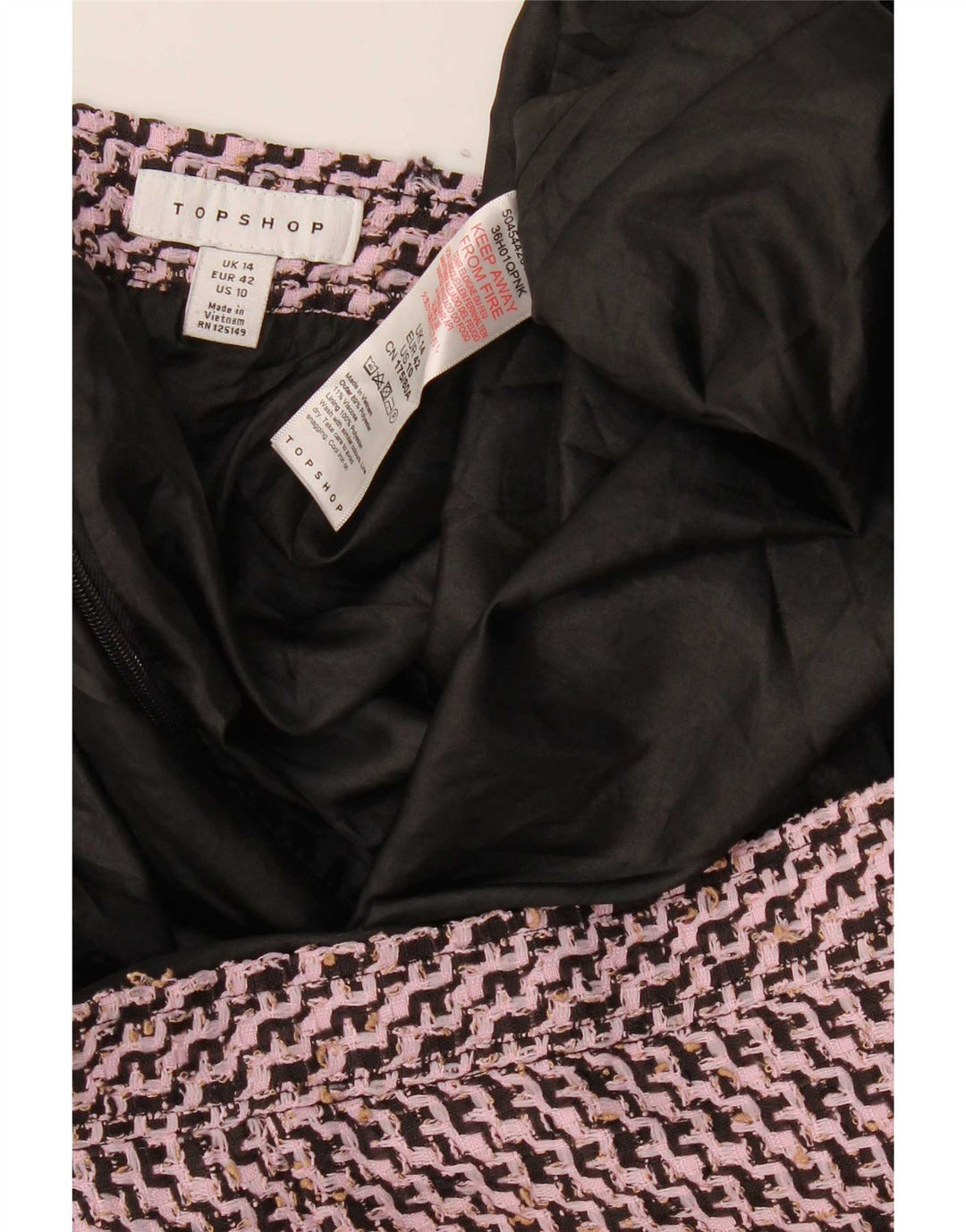 Topshop Womens Mini Skirt UK 14 Large W32 Pink Chevron Polyester