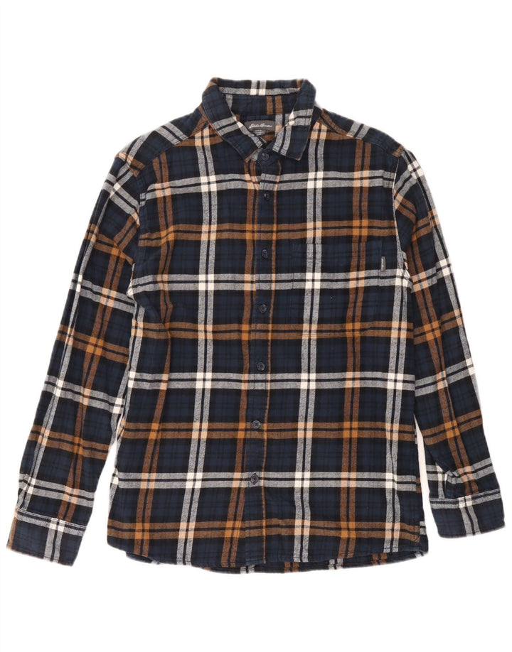 Eddie Bauer Chemise en flanelle pour homme en coton à carreaux bleu marine moyen