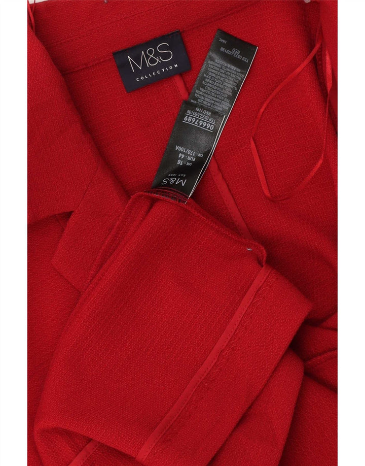 Marks & Spencer Veste blazer ouverte pour femme UK 16 Large Rouge Polyester
