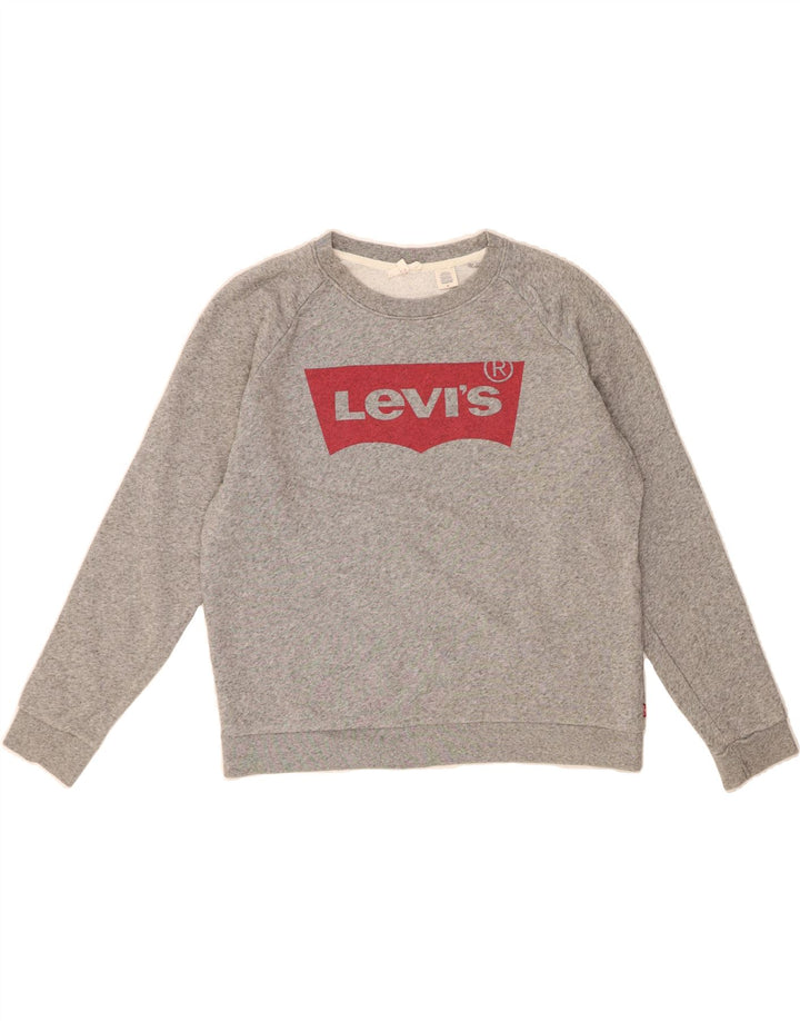 LEVI'S Mens Graphic Sweatshirt Jumper Medium Grey Cotton Vintage Levi's and Second-Hand Levi's from Messina Hembry 