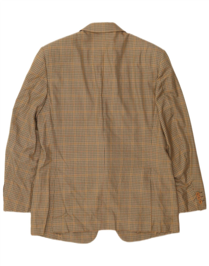 Burberrys Mens 2 Button Blazer Jacket IT 52 Large Beige Check Cotton