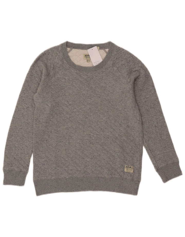Jack Wills Womens Oversized Sweatshirt Jumper UK 8 Small Grey Cotton