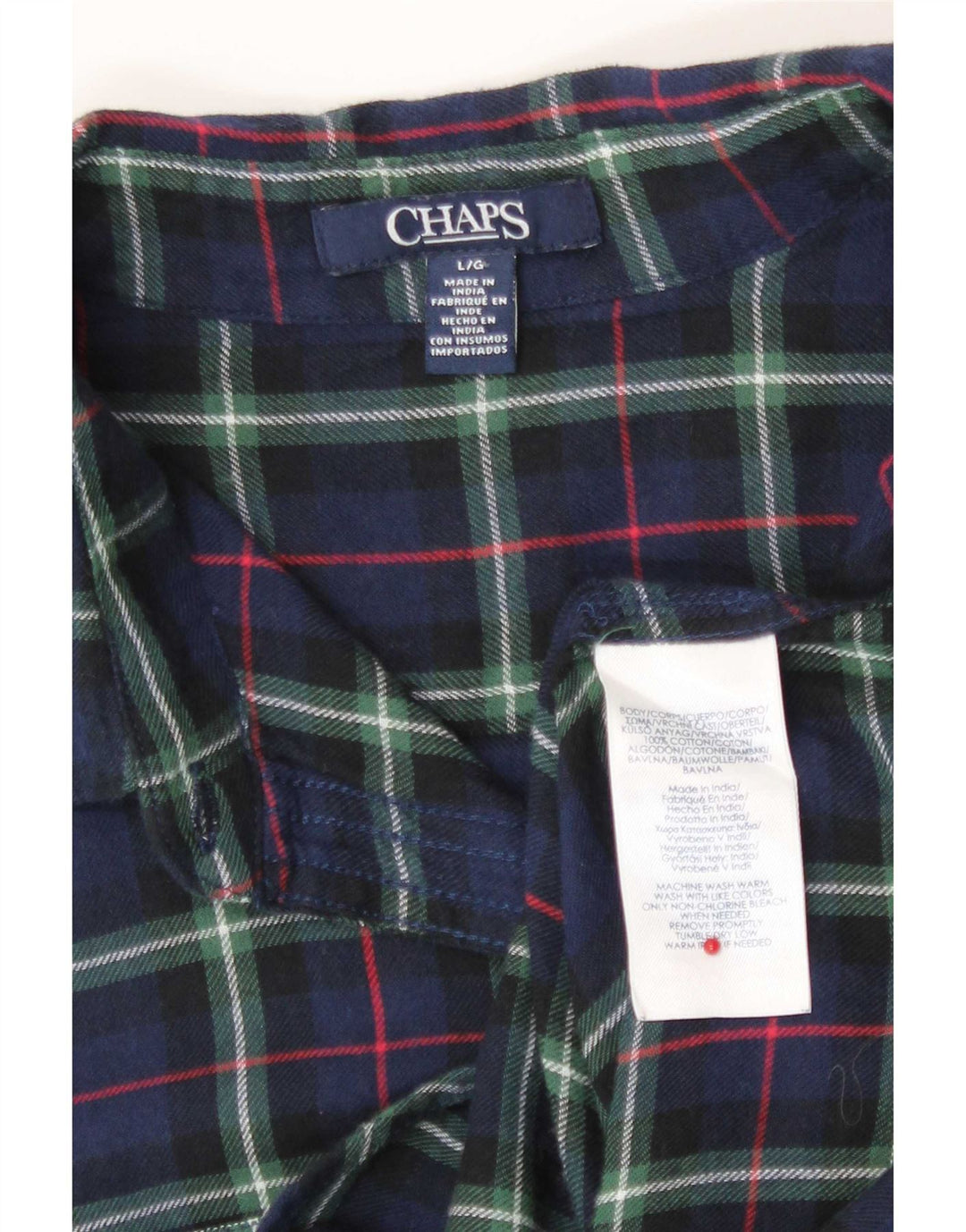 Chaps Womens Flannel Shirt UK 16 Large Navy Blue Check Cotton