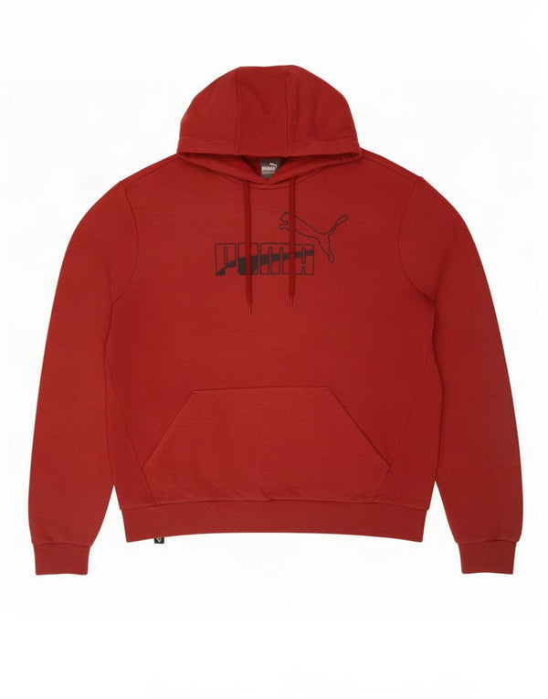 Puma Mens Graphic Hoodie Jumper Large Red Cotton