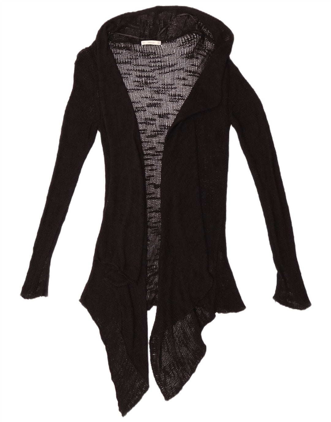 Zara Womens See Through Open Cardigan Sweater UK 12 Medium Black Viscose