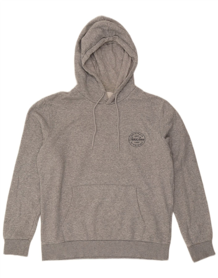 Jack & Jones Mens Hoodie Jumper Large Grey Cotton