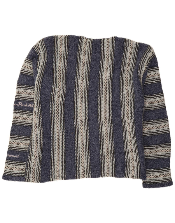 Foxhound Mens V-Neck Jumper Sweater Large Navy Blue Striped