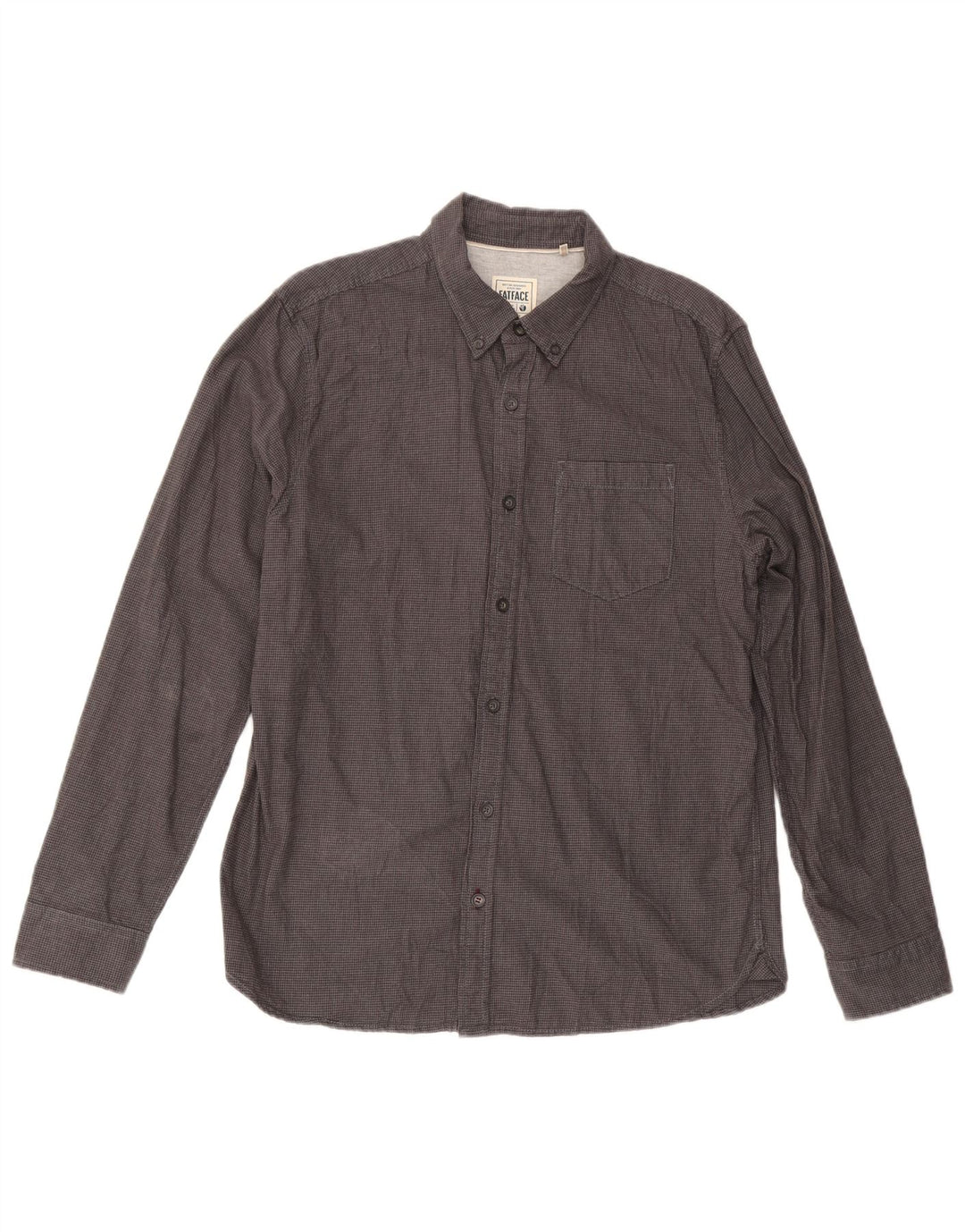 Fat Face Mens Regular Shirt Medium Grey Houndstooth Cotton