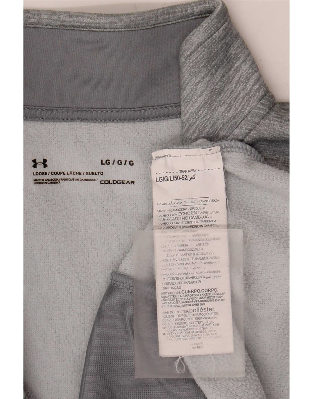 Under Armour Mens Graphic Zip Neck Sweatshirt Jumper Large Grey Flecked