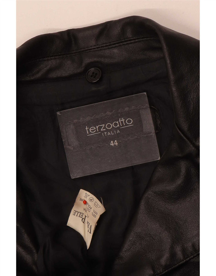 Terzoatto Chaqueta de cuero para mujer IT 44 Mediana Negro
