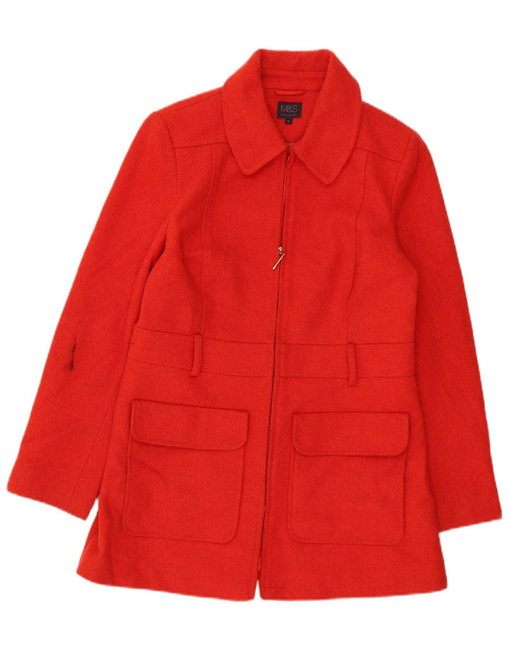 Marks & Spencer Dame Overfrakke UK 12 Medium Rød Akryl