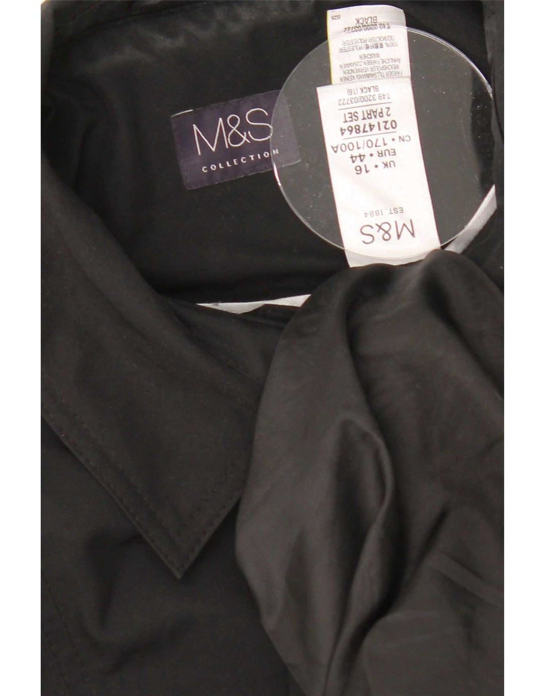 Женский тренч Marks & Spencer UK 16, большой черный полиэстер